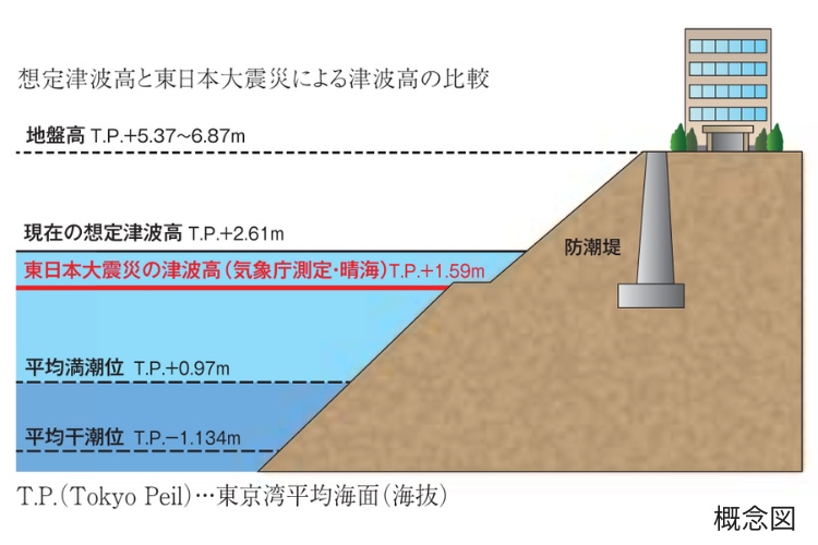 シティタワーズ東京ベイの高潮・津波にも十分な配慮が施されている臨海副都心のイメージ画像